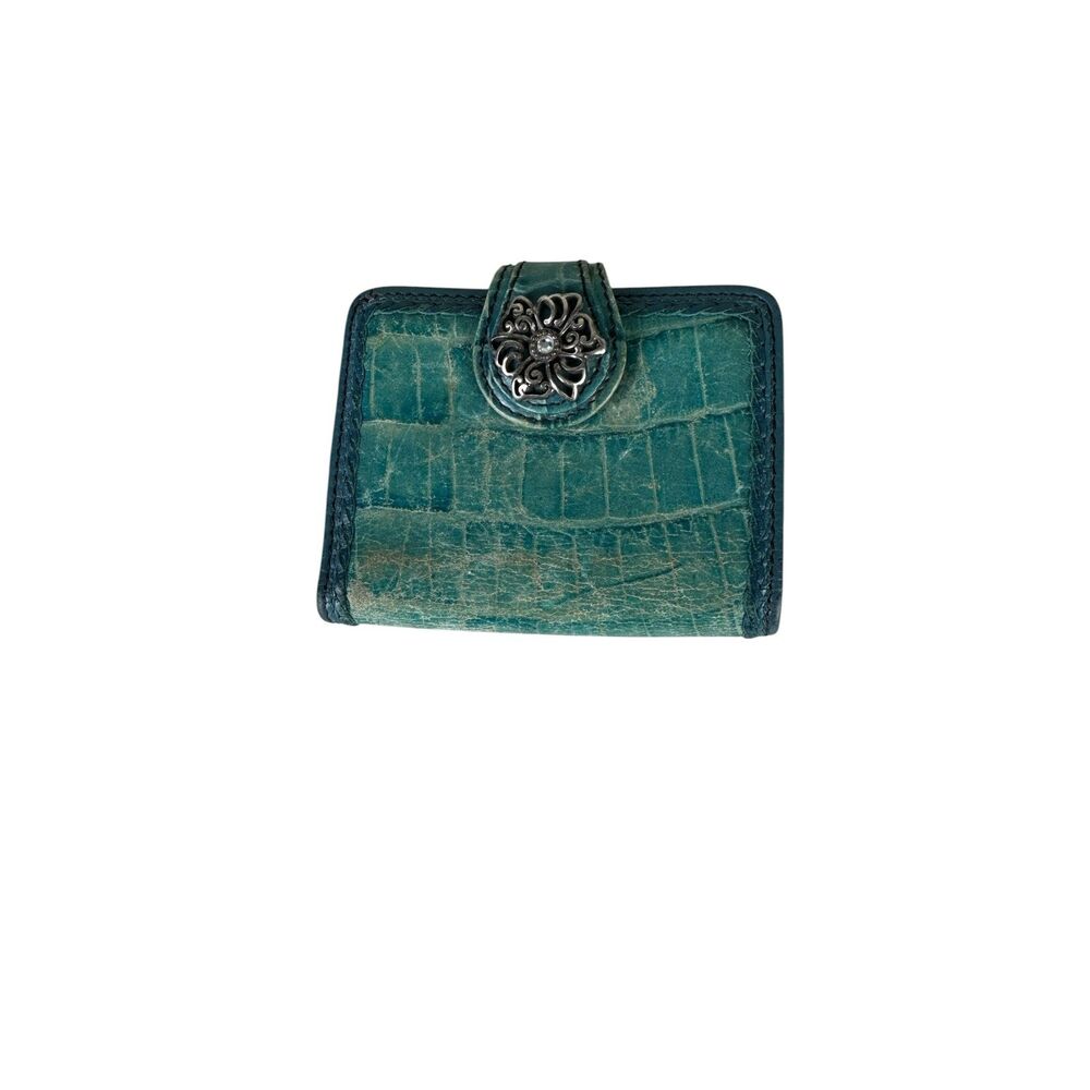 Brighton Crocodile Embossed Leather Wallet Blue